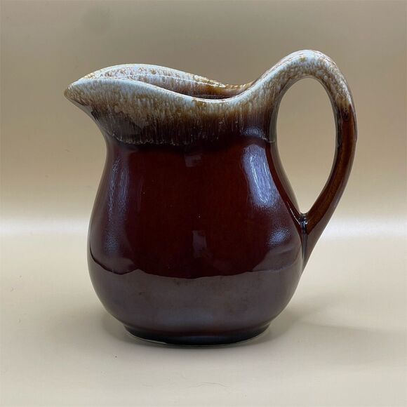 Vintage Brown Drip Glaze Stoneware Pitcher Glossy Decorative USA Original - Picture 1 of 10